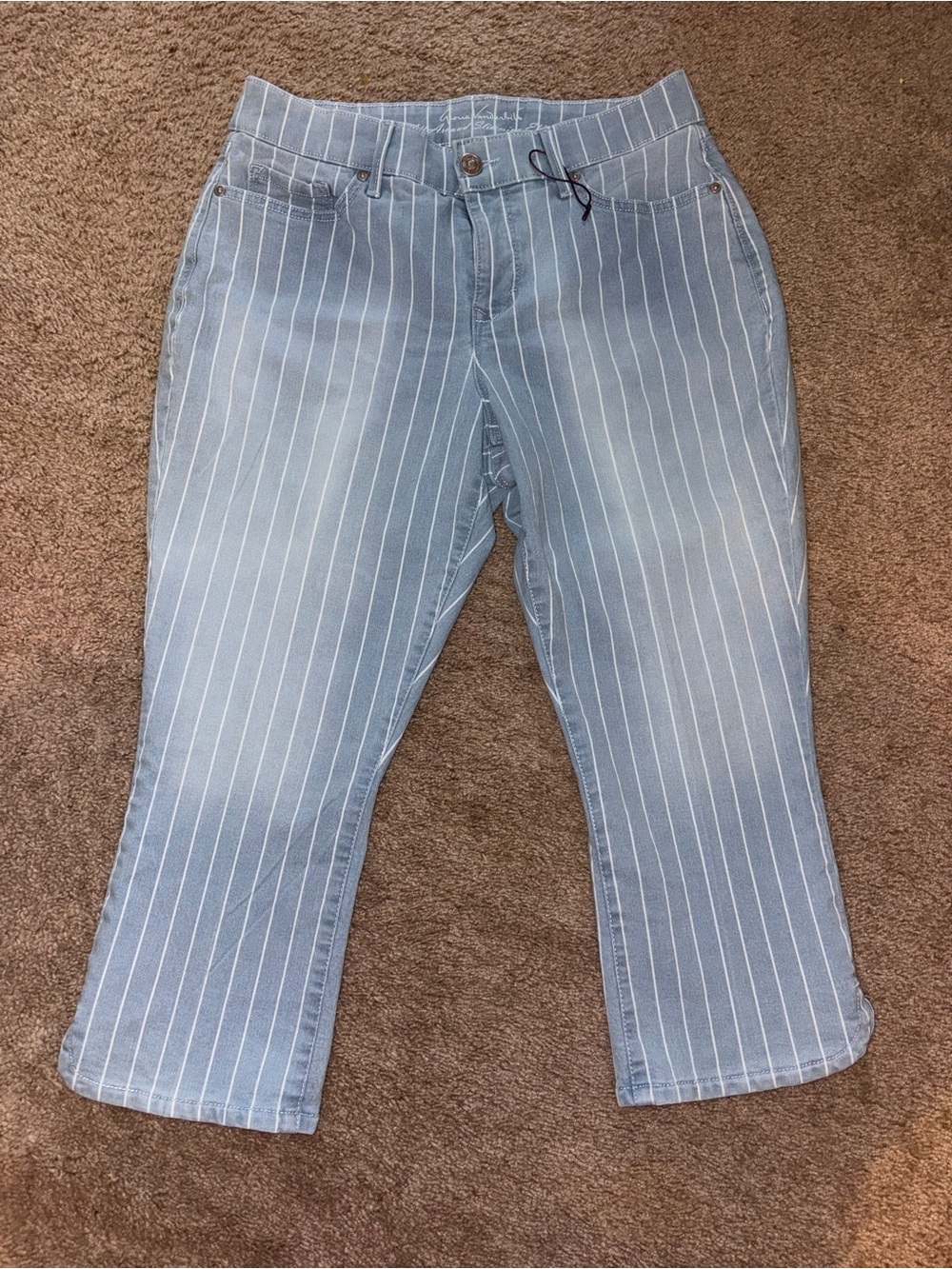 Light Blue Pinstripe Women's capri